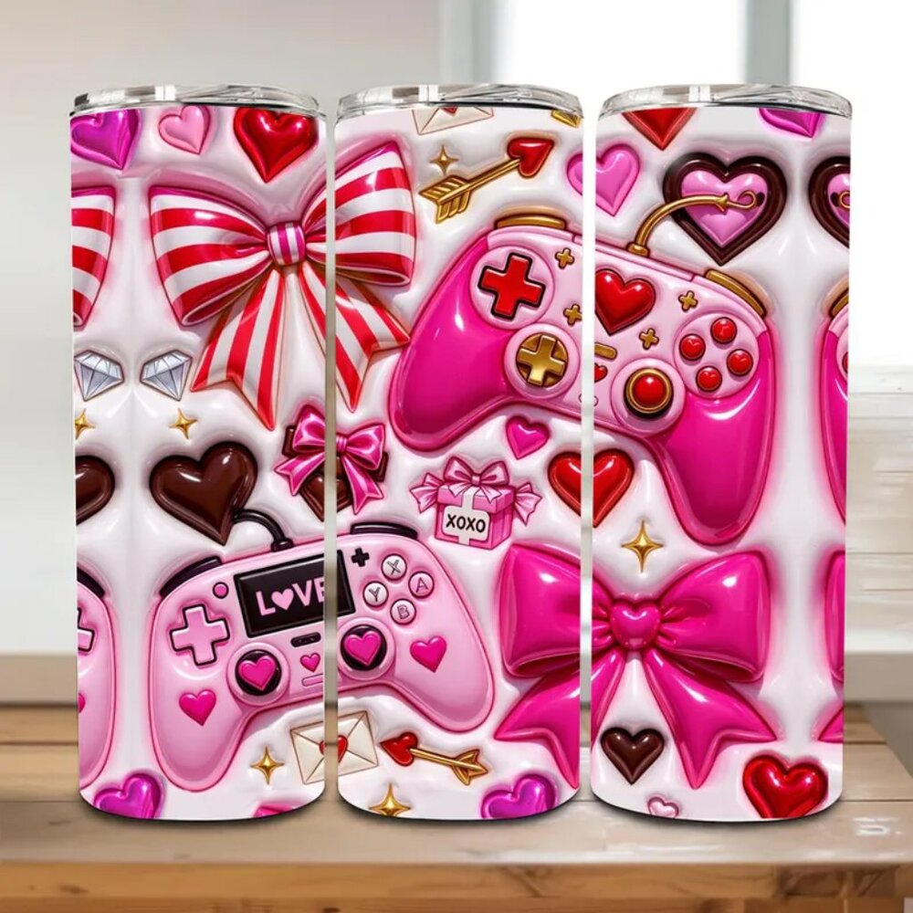 Pink Gamer 20oz Tumbler, Gamer Gift, Girls Gift, Girls Cup